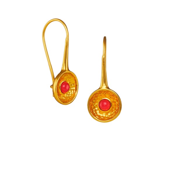 Ohrring aus Messing, vergoldet, rot pink Quartz