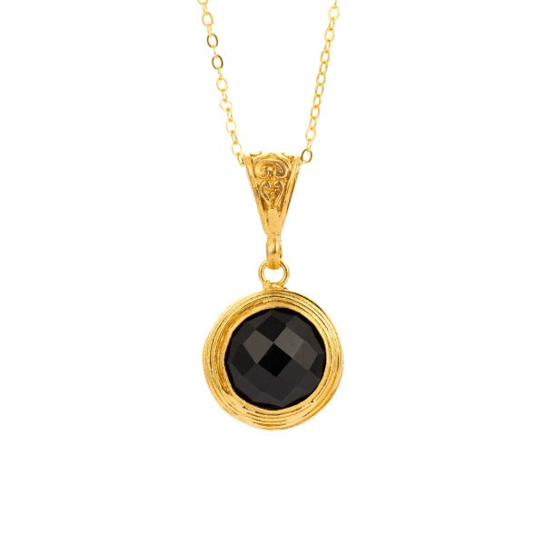 Kette Messing vergoldet, Onyx