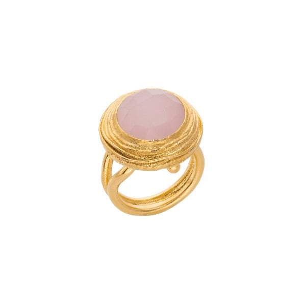 Ring aus Messing vergoldet, Rosenquarz