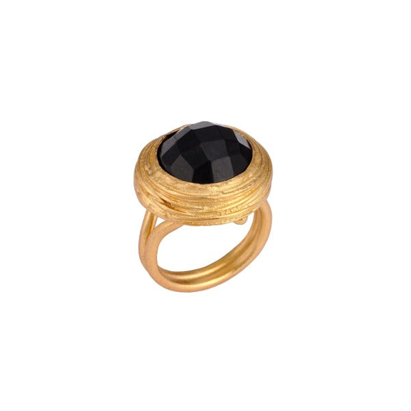 Ring aus Messing vergoldet, Onyx