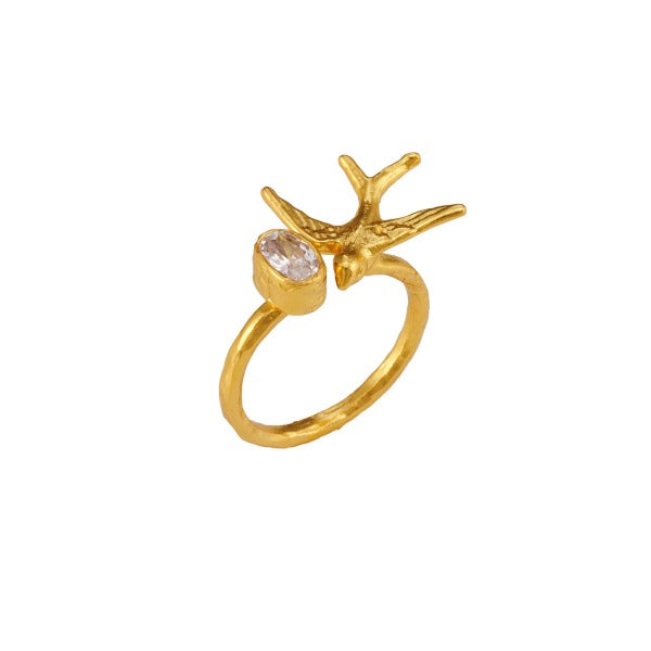 Ring Messing vergoldet Kristall weiß