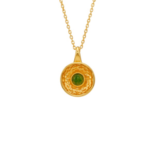 Kette aus Messing, vergoldet, grüner Quartz