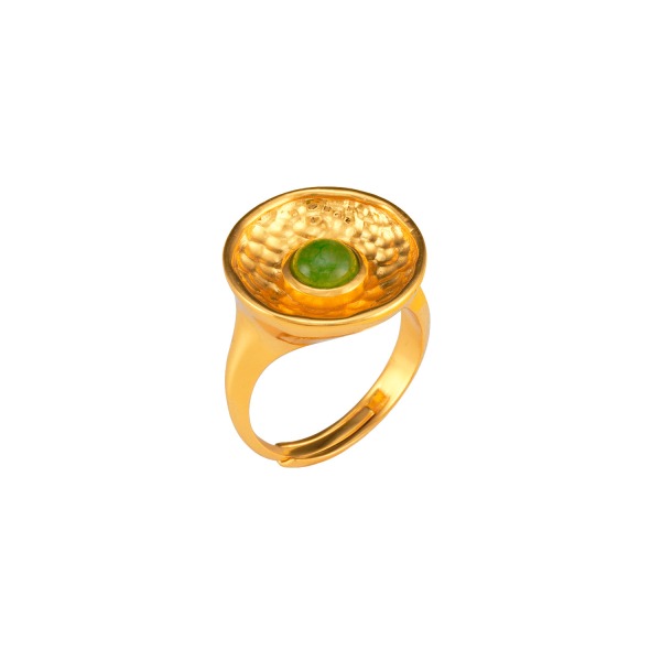 Ring aus Messing vergoldet, grüner Quartz