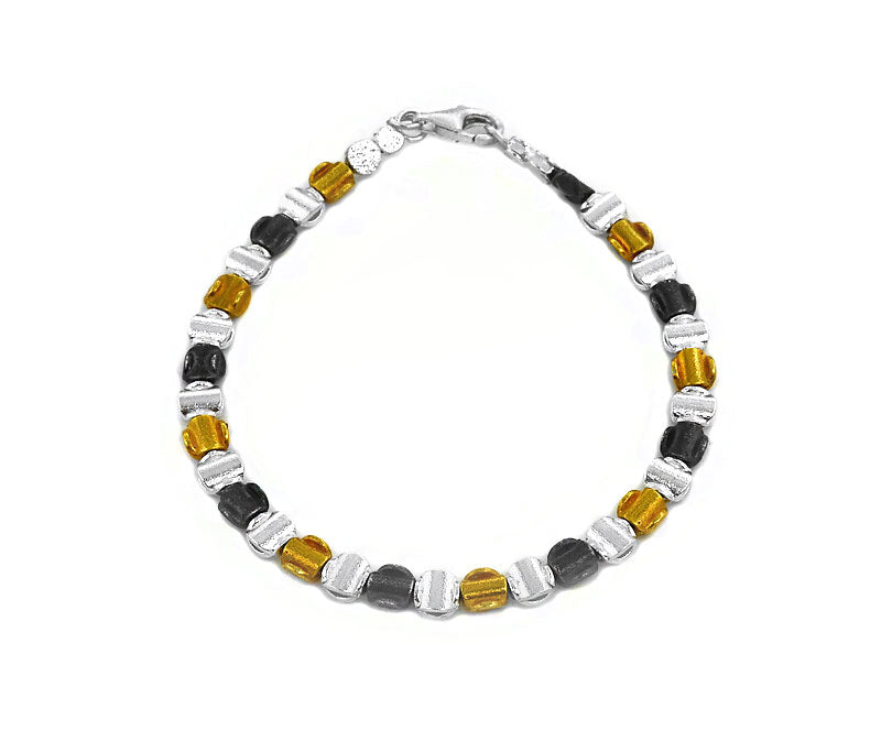Armband Silber, Silber vergoldet  und Silber geschwärzt