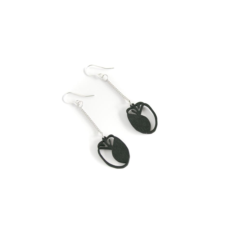 FLORANA TULIP 1  Ohrhänger Birke Schwarz Silber