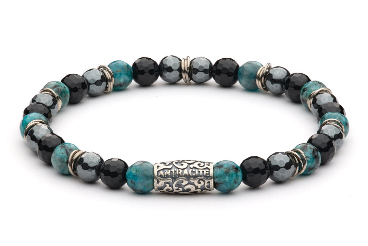 Hugo - Cocktail Armband 6 mm Kugeln - 925er Silber Onyx, Hämatit, blauer Labrado