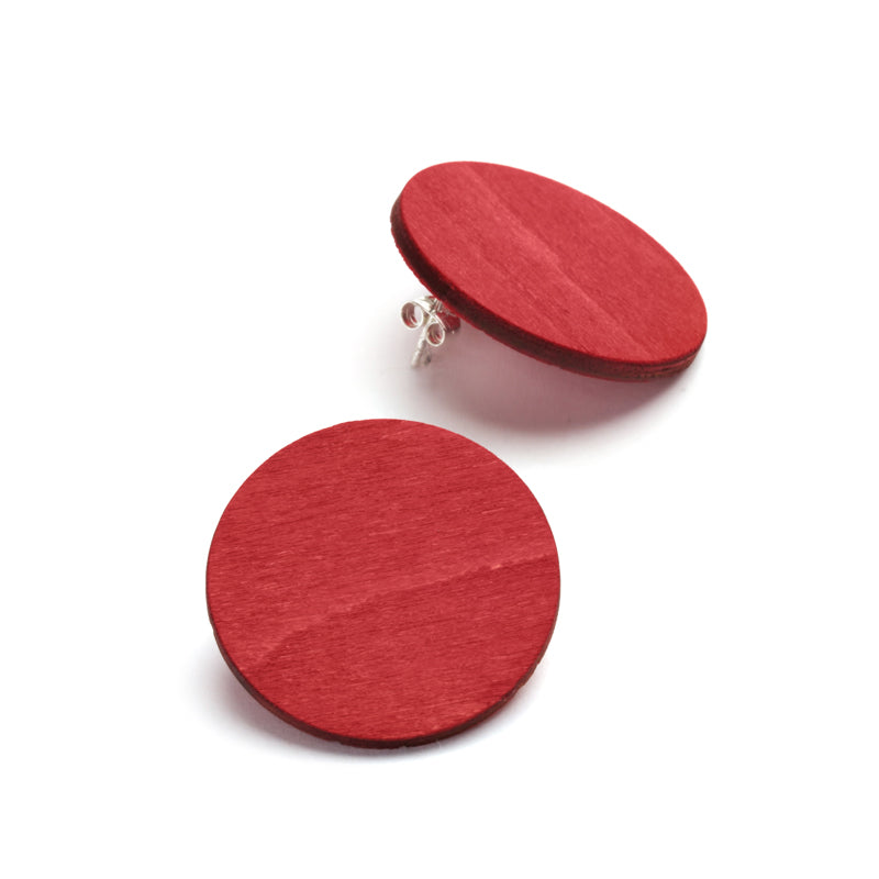 KORONA ROUND Ohrring<br />Birke Rot, Silber