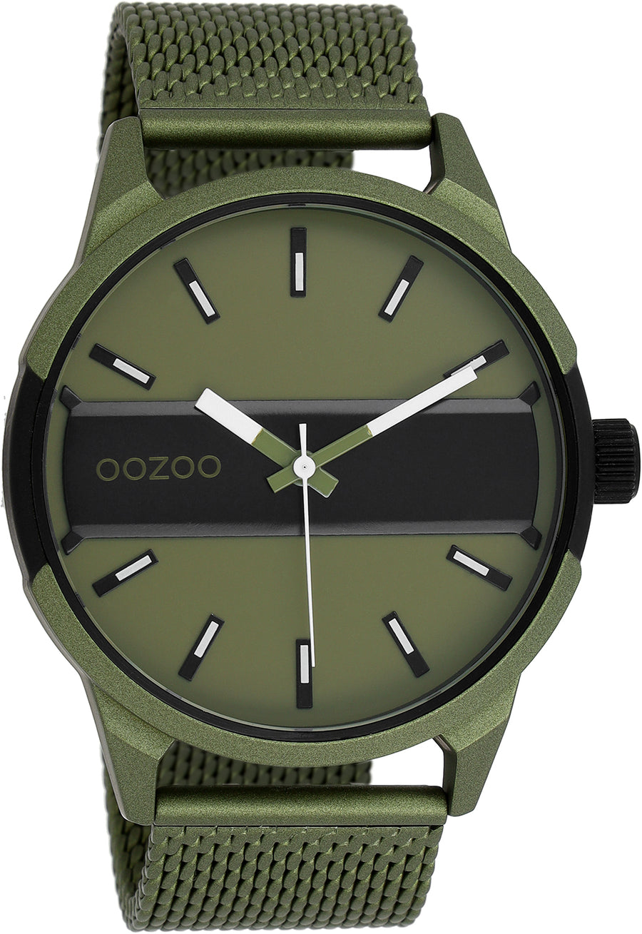 OOZOO Timepieces - C11107 - Herren - Mesh-Armband - Olivgruen Schwarz