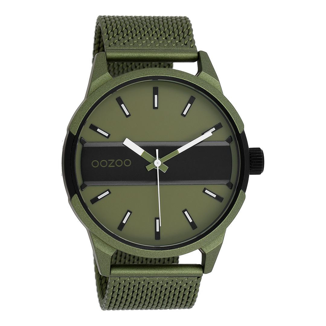 OOZOO Timepieces - C11107 - Herren - Mesh-Armband - Olivgruen Schwarz