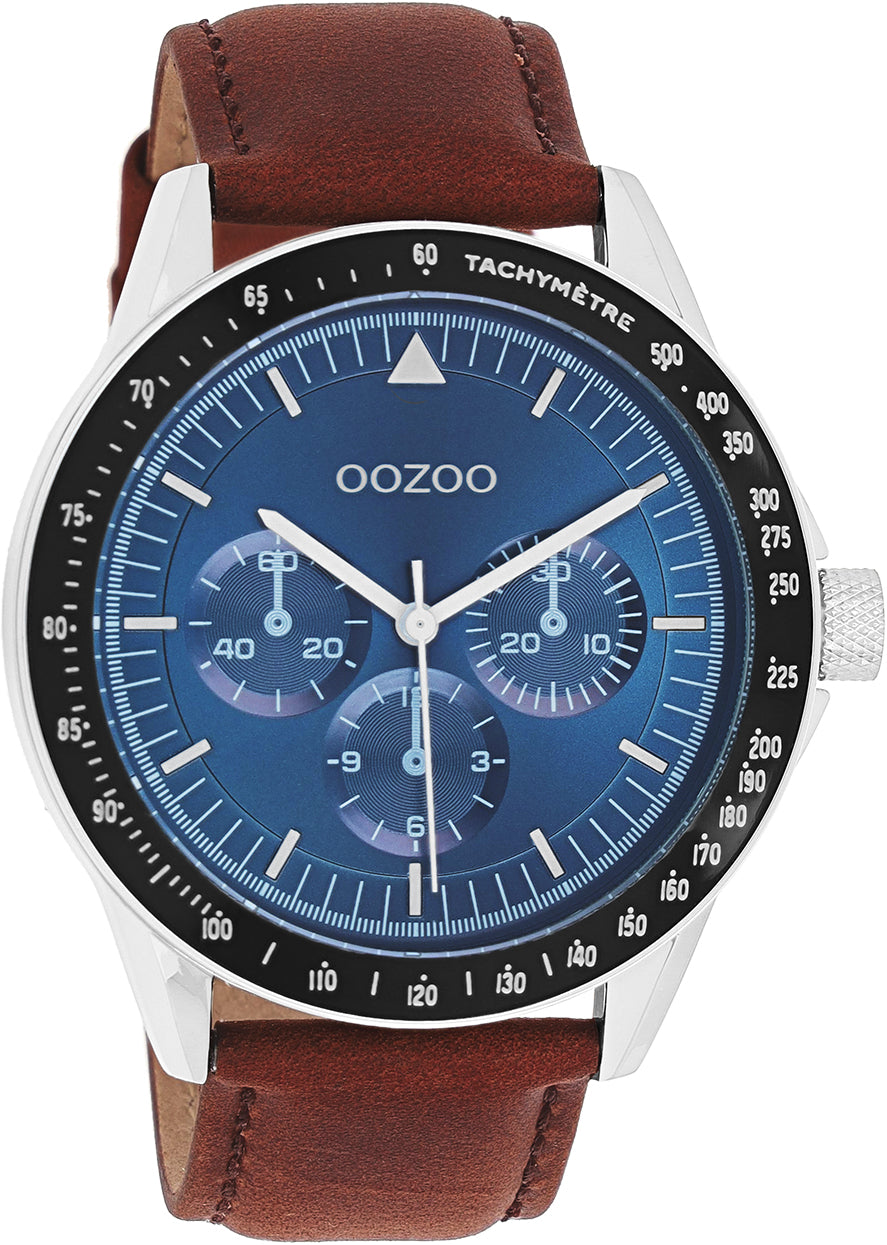 OOZOO Timepieces - C11110 - Herren - Leder-Armband - Braun/Blau