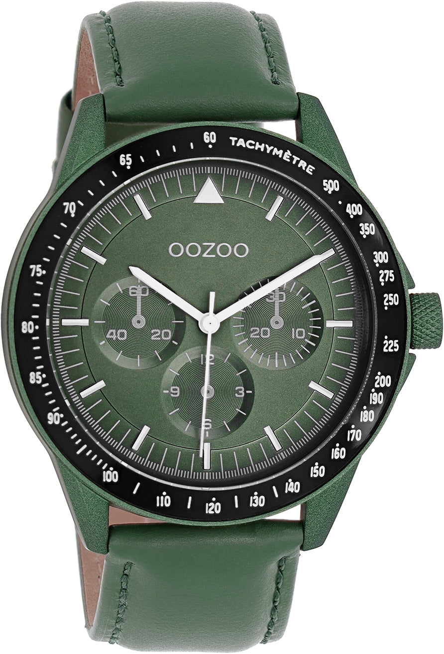 OOZOO Timepieces - C11111 - Herren - Leder-Armband - Grün