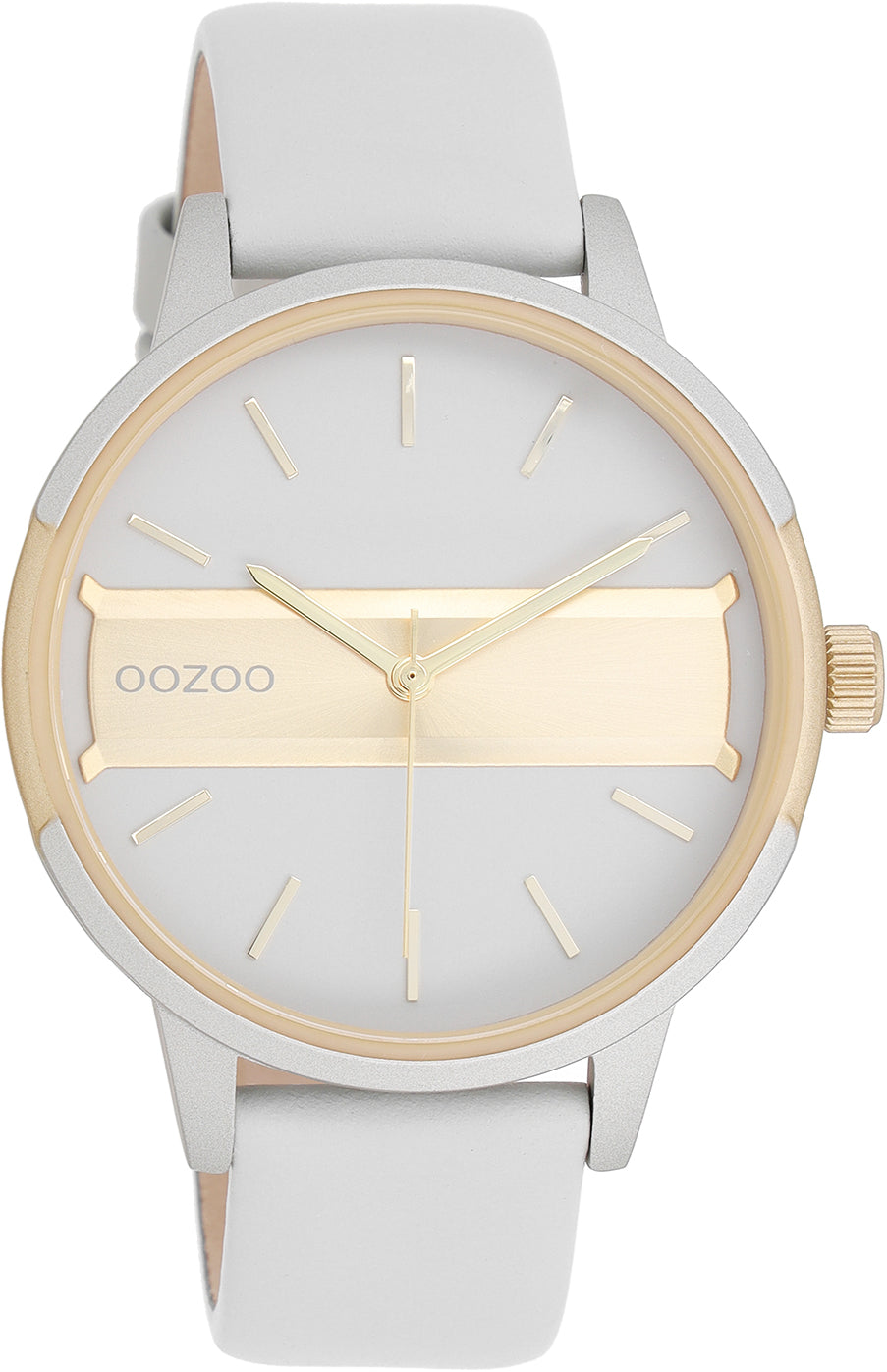 OOZOO Timepieces - C11152 - Damen - Leder-Armband - Hellgrau Gold