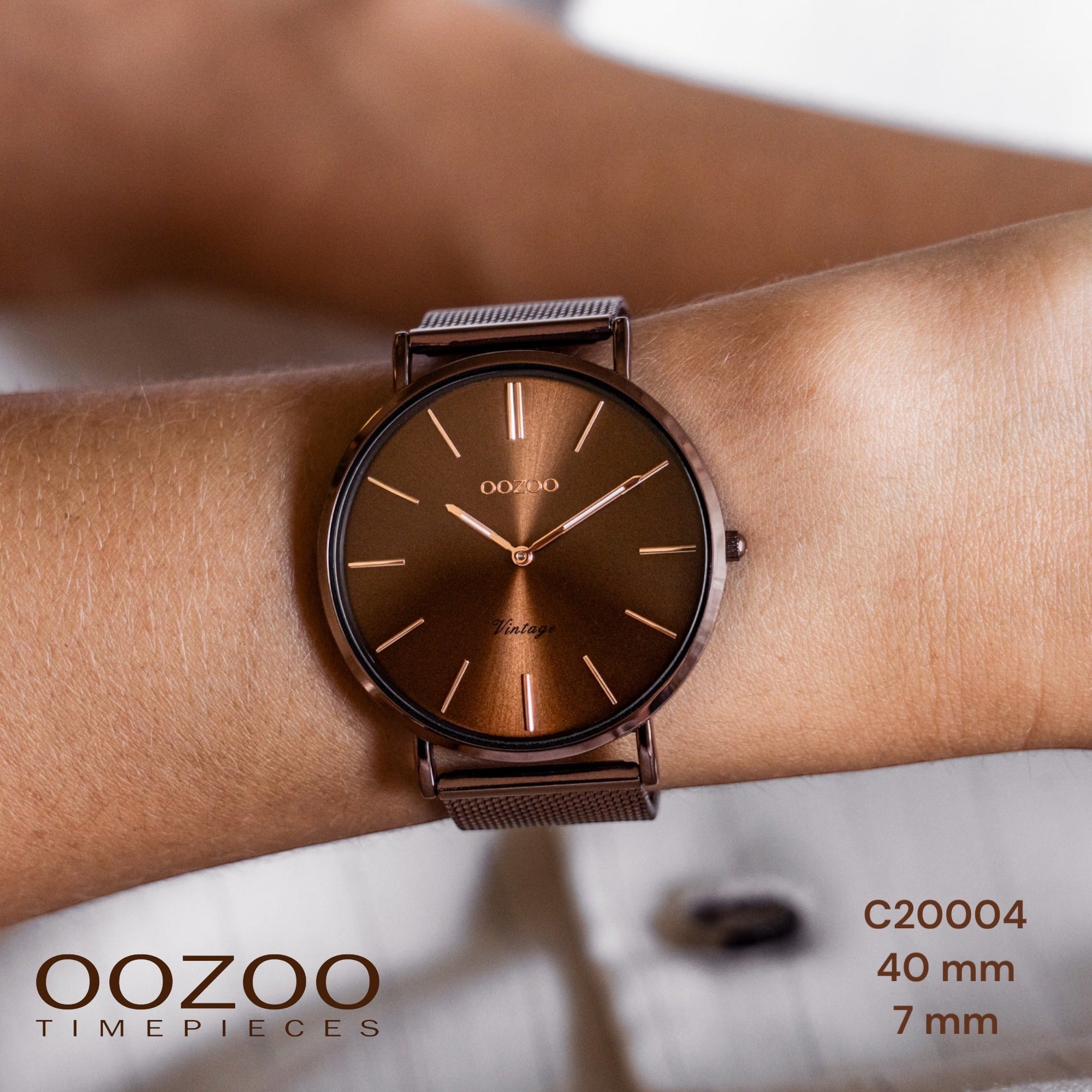 OOZOO Vintage C20004 Unisex-Uhr Braun 40 mm