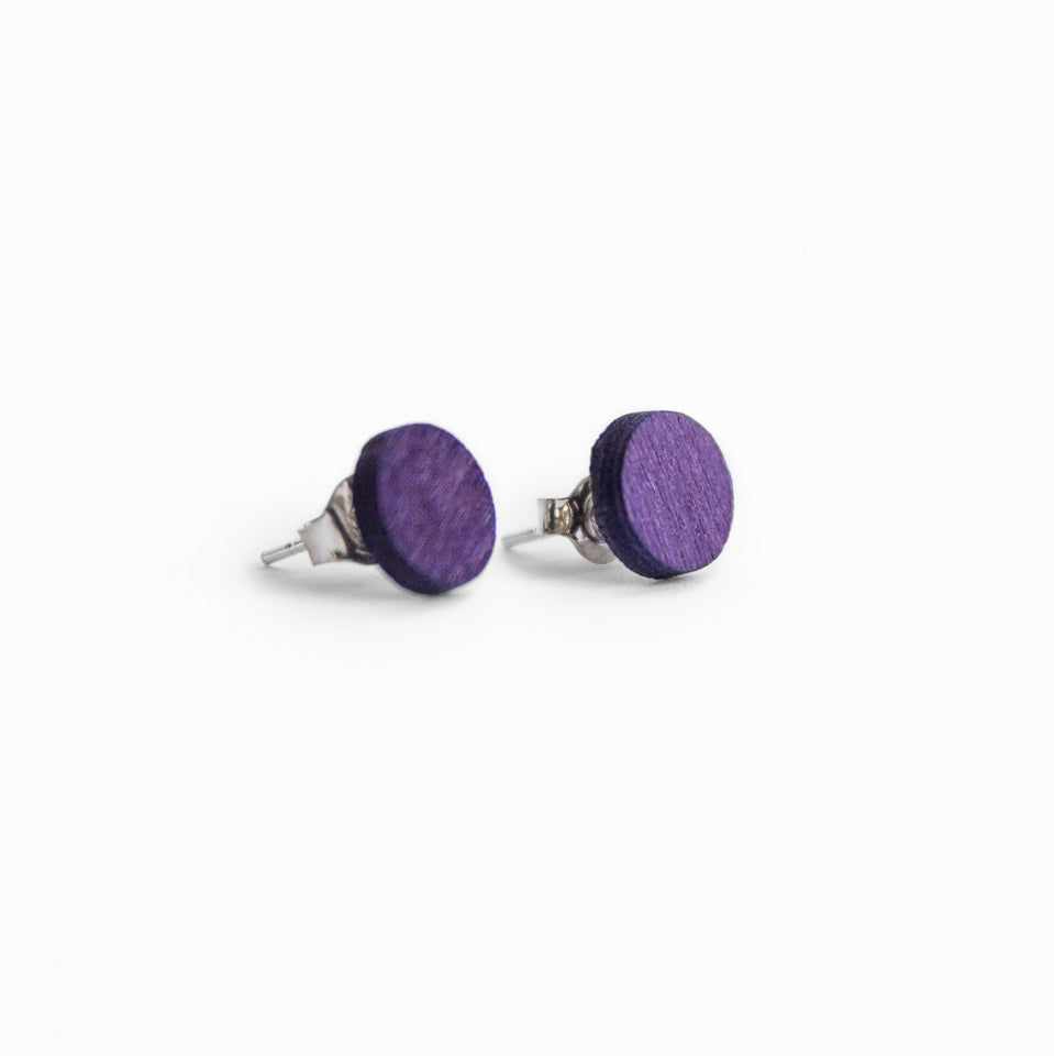 PILKE ROUND Ohrstecker Birke Violett Silber