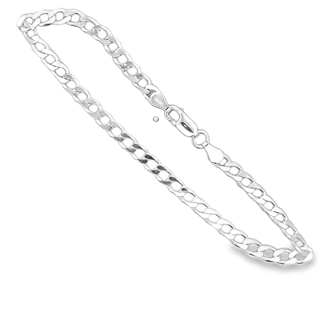 Curb Panzerkette Länge 50 cm, Stärke 4,5 mm, 925 Sterling Silber, Made in Italy