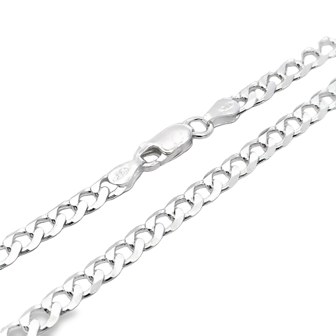 Curb Panzerkette Länge 50 cm, Stärke 5,5 mm, 925 Sterling Silber, Made in Italy
