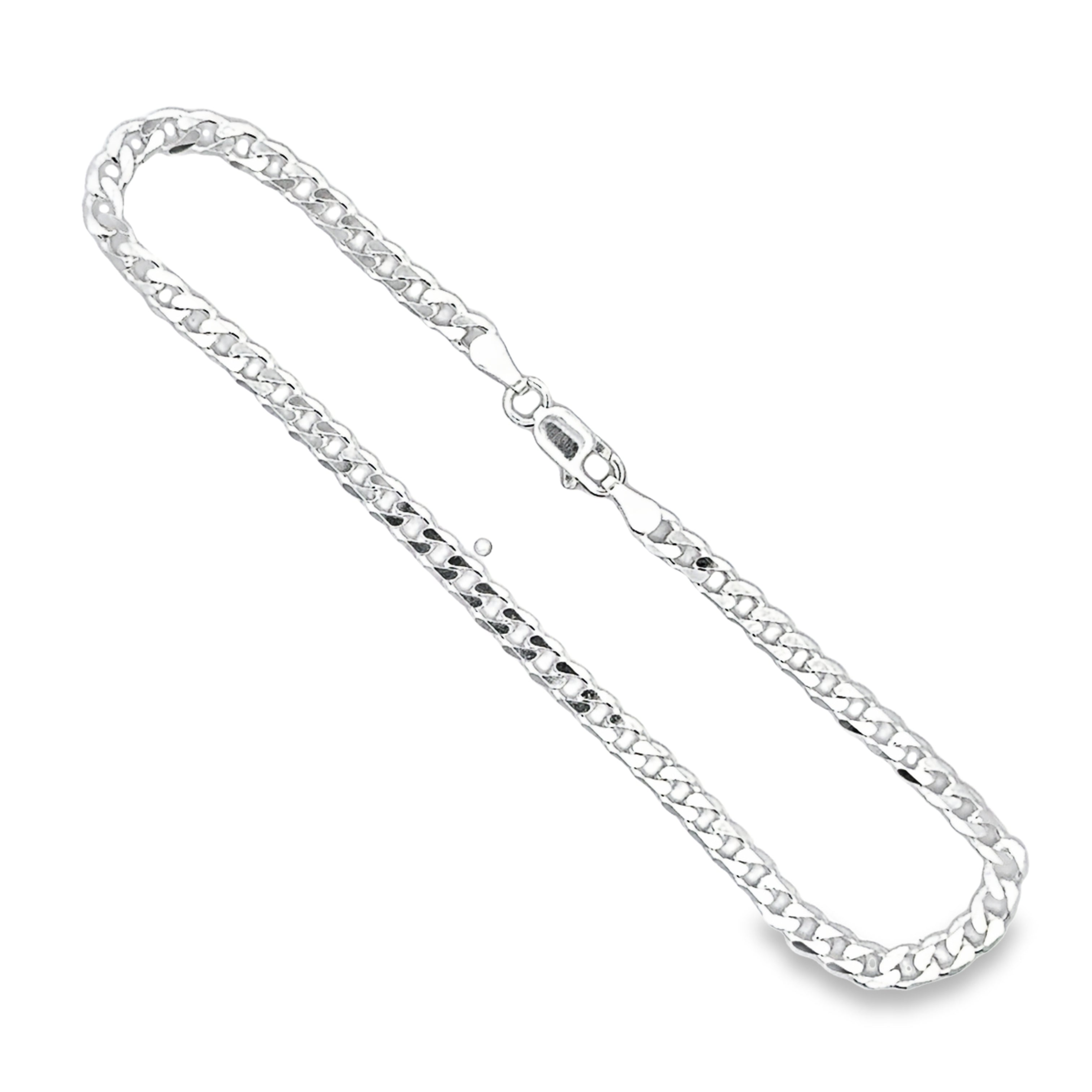 Curb Panzerkette Armband 4 mm, 925er Silber, made in Italy