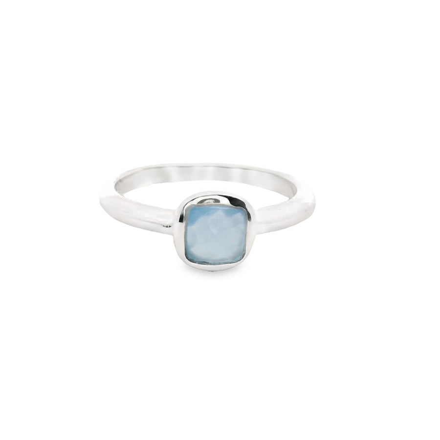 Blauer Chalcedon Silber Ring
