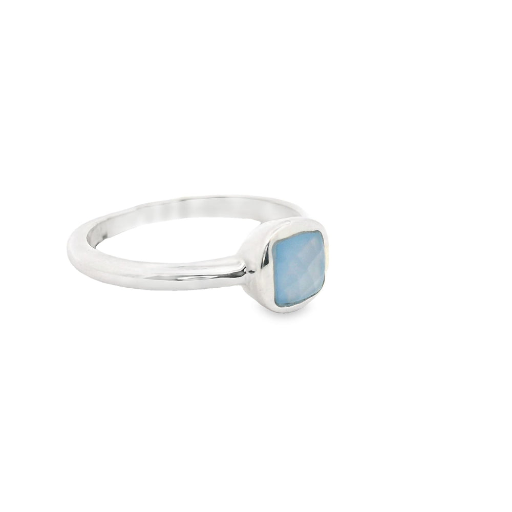 Blauer Chalcedon Silber Ring