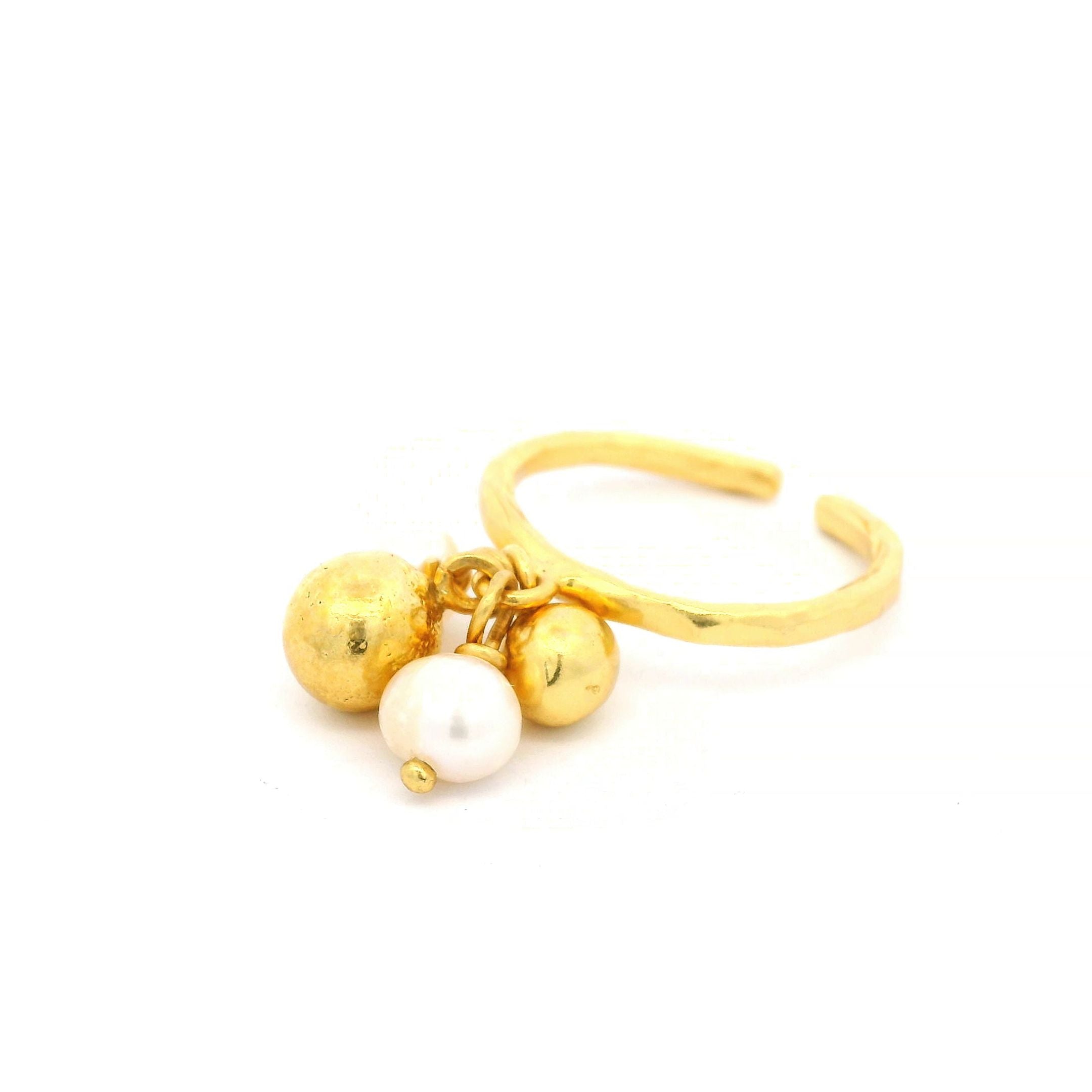 Ring Messing vergoldet und mehreren Mini Barockperlen