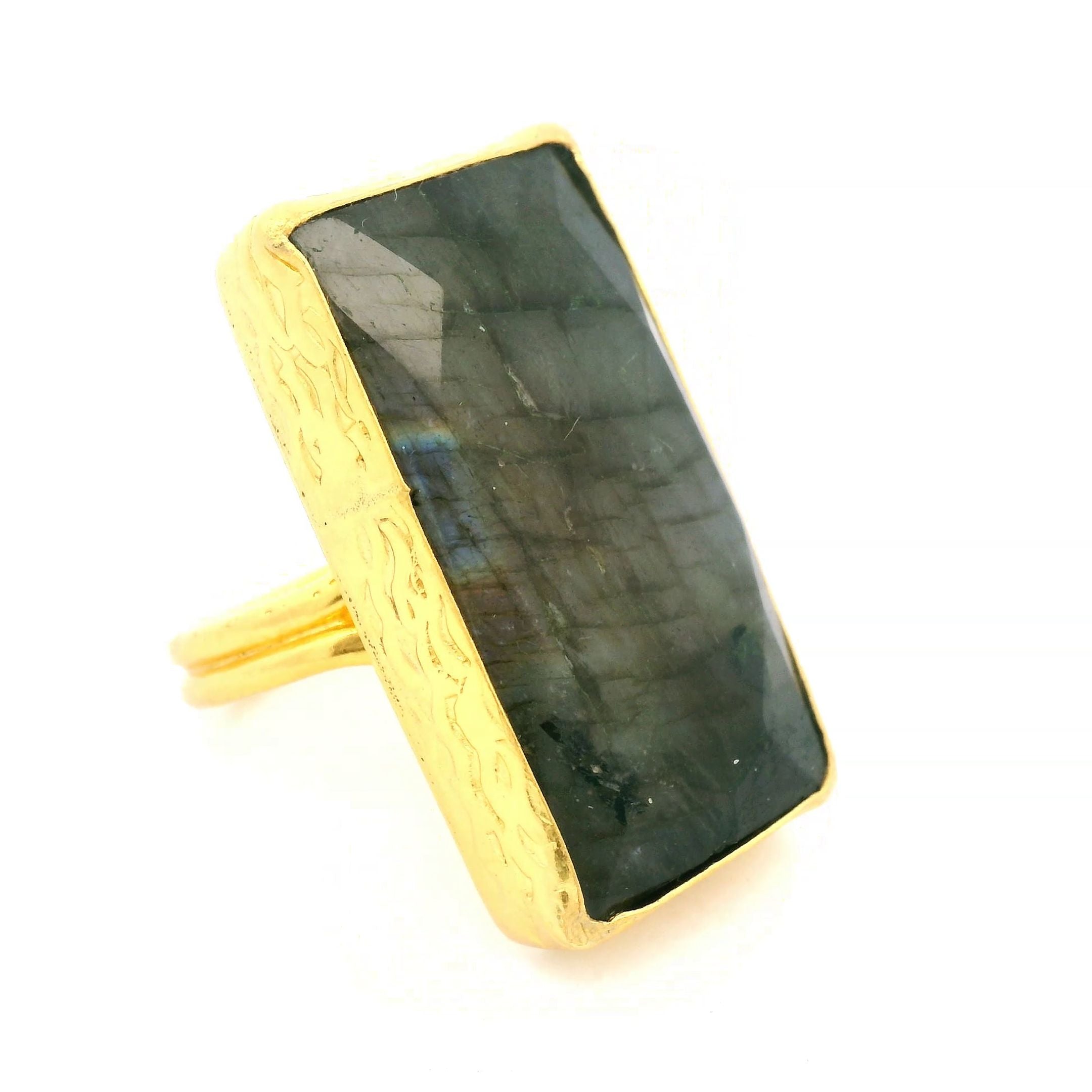 Ring Messing vergoldet und Labradorit