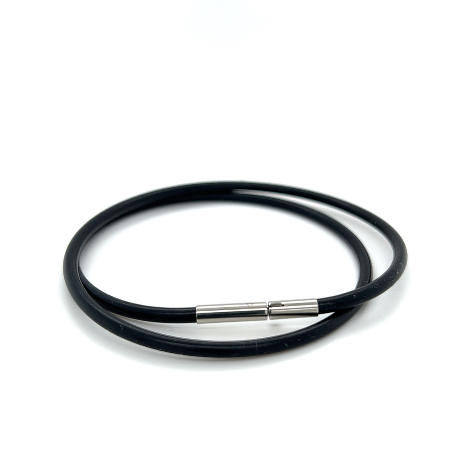 Silikonband Schwarz 3 mm mit Doppelclipverschluss aus Edelstahl