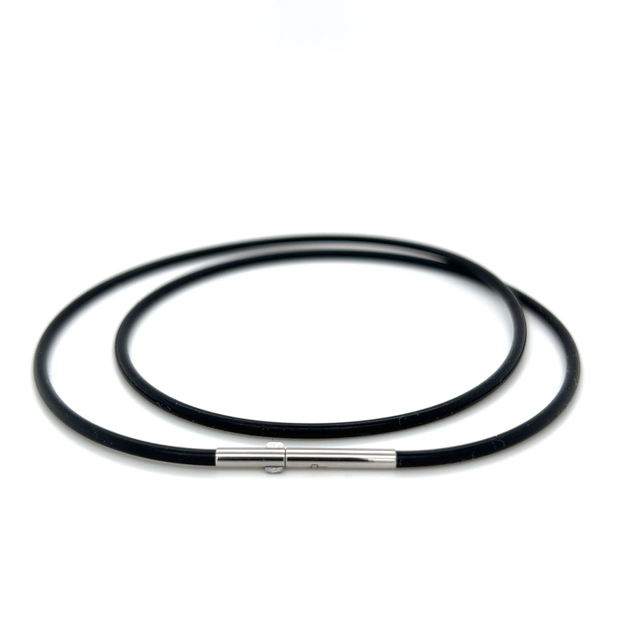 Silikonband Schwarz 2 mm mit Doppelclipverschluss aus Edelstahl