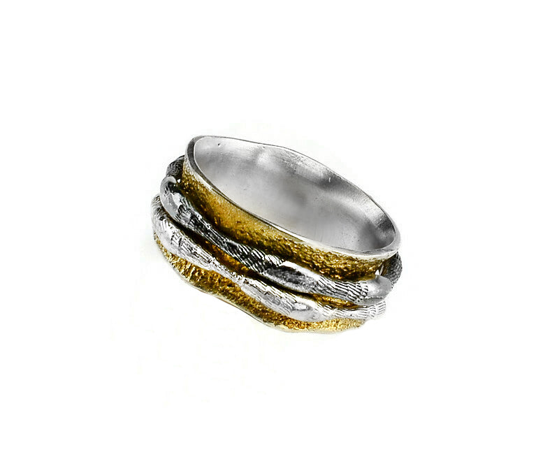 Ring Silber vergoldet und geschwärzt, Gr. 59
