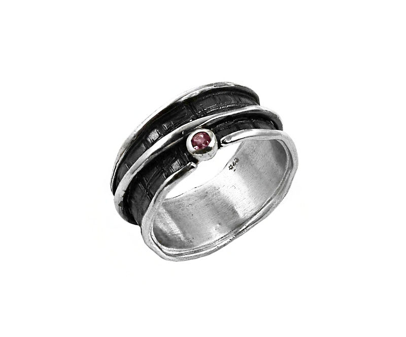 Ring Silber geschwärzt roter Turmalin Gr. 57