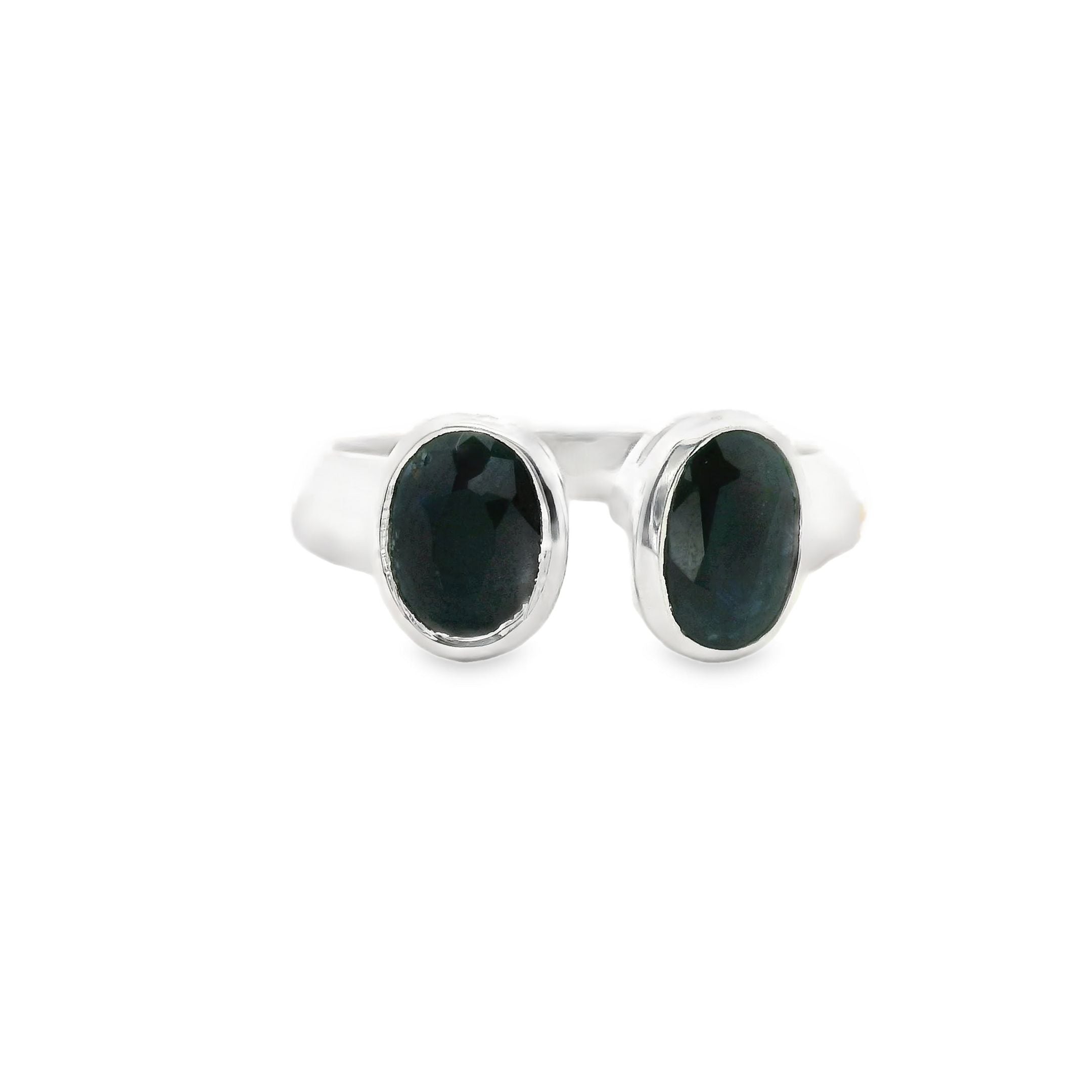 Saphir Silber Ring mit zwei Steinen