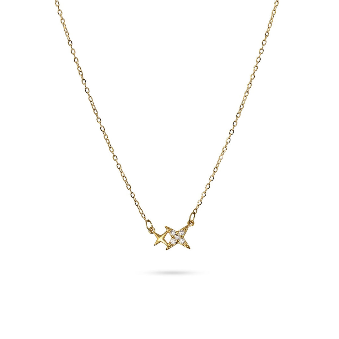 DOUBLE STAR CZ NECKLACE