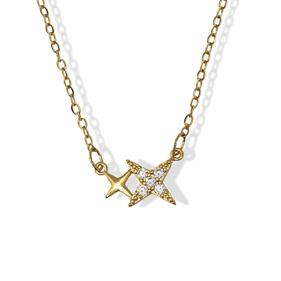 DOUBLE STAR CZ NECKLACE