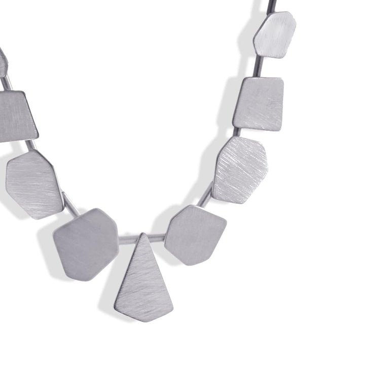 NECKLACE MADE WITH IRREGULAR WEDGE-SHAPE PIECES BRUSHED EFFECT