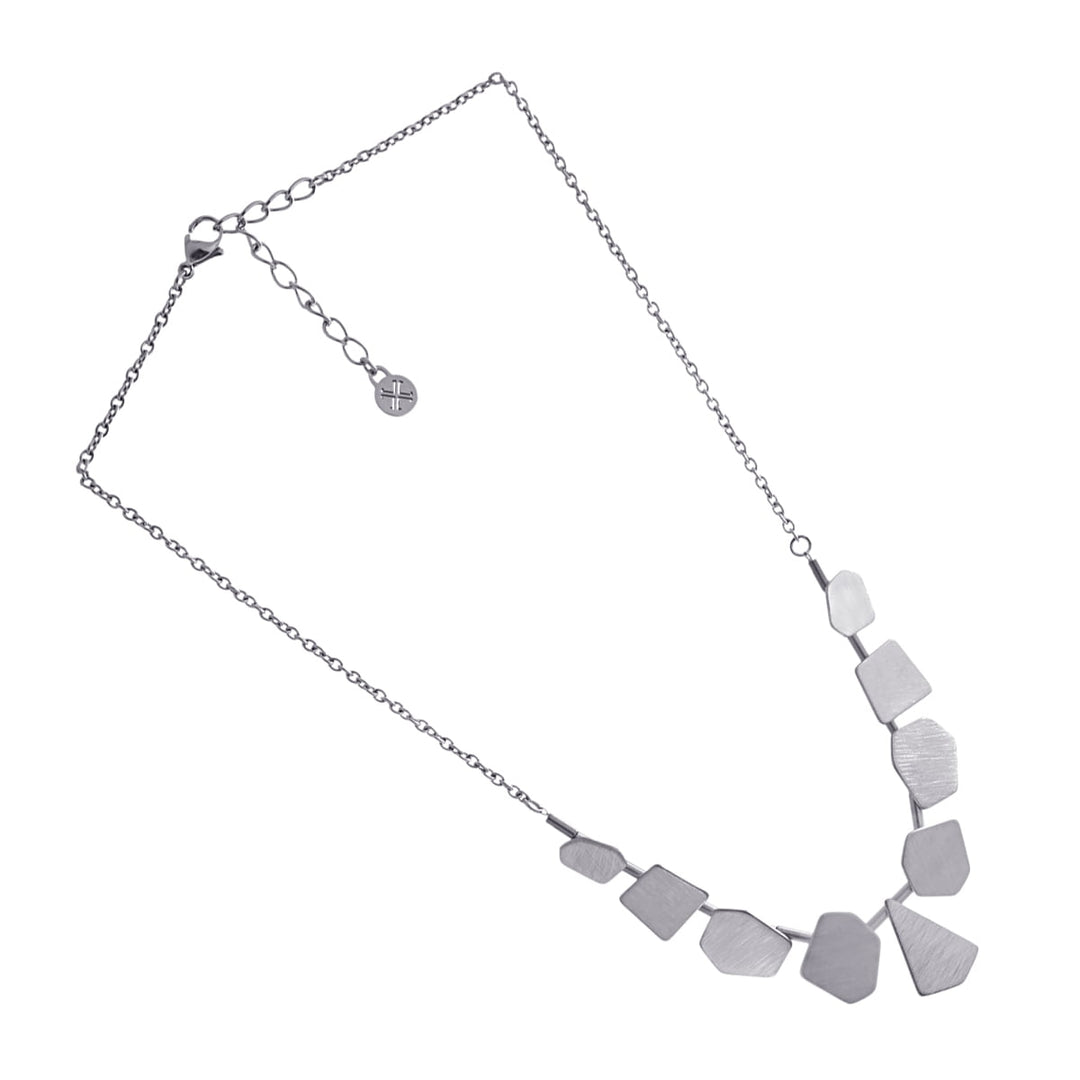 NECKLACE MADE WITH IRREGULAR WEDGE-SHAPE PIECES BRUSHED EFFECT