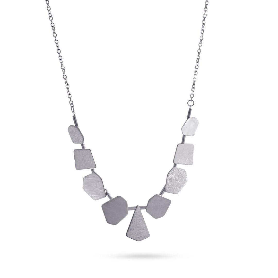 NECKLACE MADE WITH IRREGULAR WEDGE-SHAPE PIECES BRUSHED EFFECT