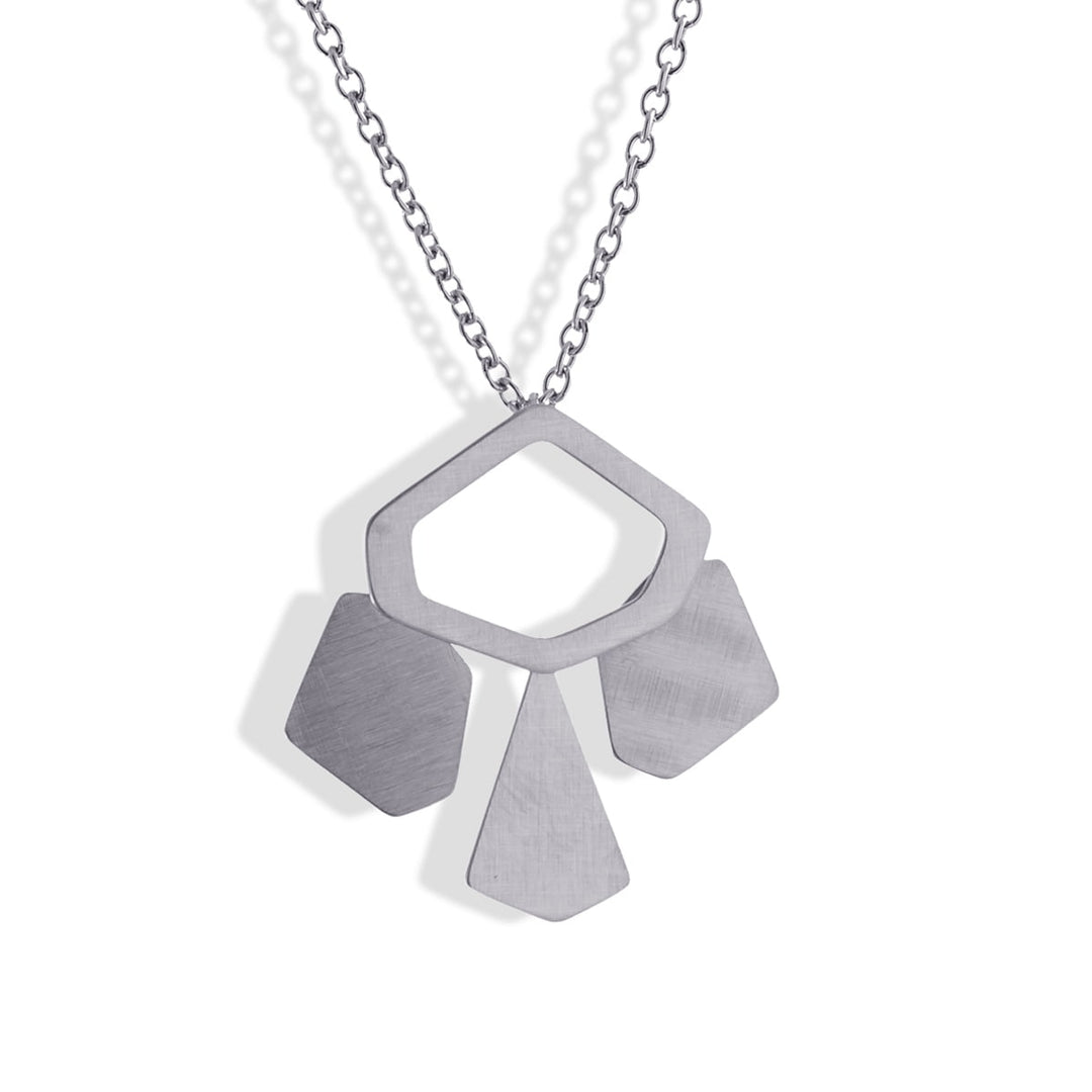 NECKLACE MADE WITH IRREGULAR WEDGE-SHAPE PIECES BRUSHED EFFECT