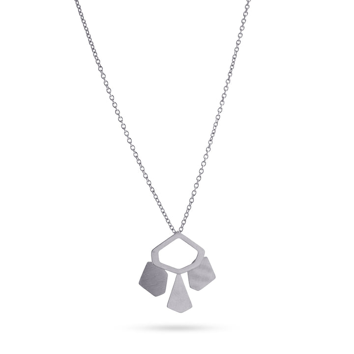 NECKLACE MADE WITH IRREGULAR WEDGE-SHAPE PIECES BRUSHED EFFECT