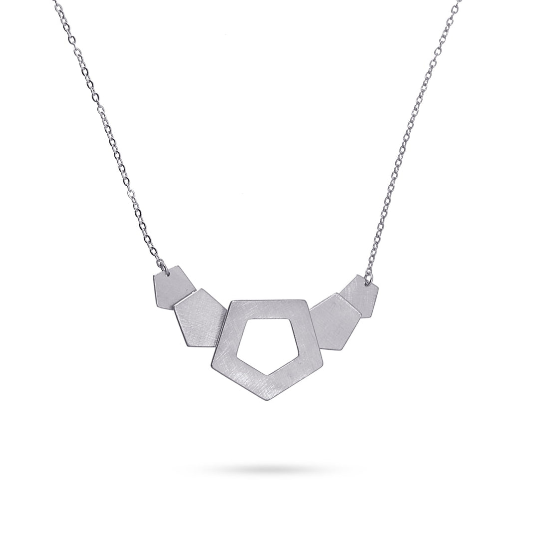 NECKLACE MADE WITH WEDGE-SHAPE PIECES BRUSHED EFFECT