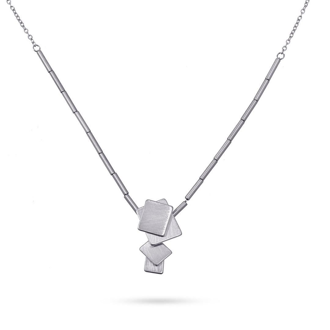 NECKLACE MADE WITH IRREGULAR WEDGE-SHAPE PIECES BRUSHED EFFECT