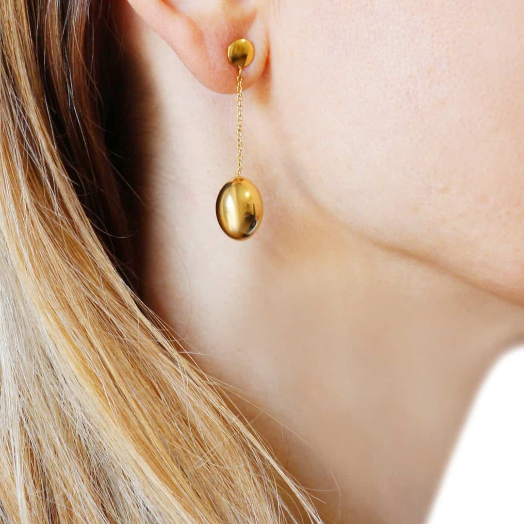 LONG DROPP WITH CHAIN STUD EARRING