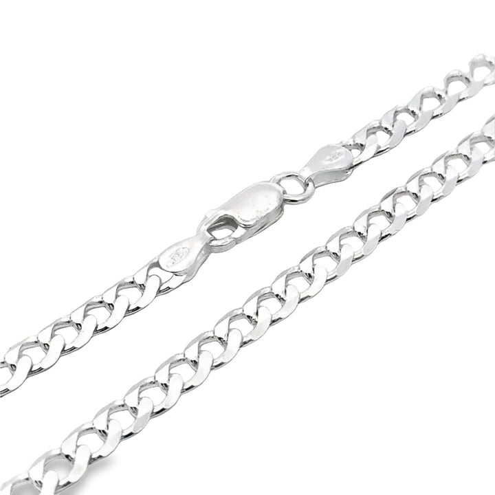 Curb Panzerkette Länge 55 cm, Stärke 4,5 mm, 925 Sterling Silber, Made in Italy