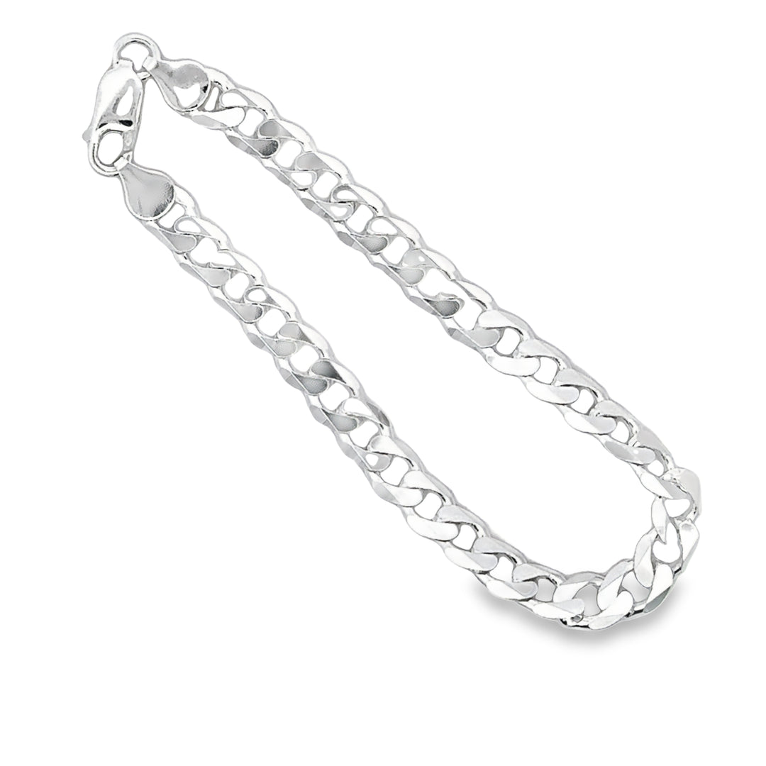 Curb Panzerkette, Länge 55 cm, Stärke 7 mm. 925 Sterling Silber, Made in Italy