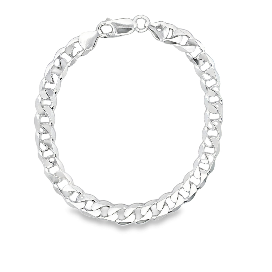 Curb Panzerkette, Länge 55 cm, Stärke 7 mm. 925 Sterling Silber, Made in Italy