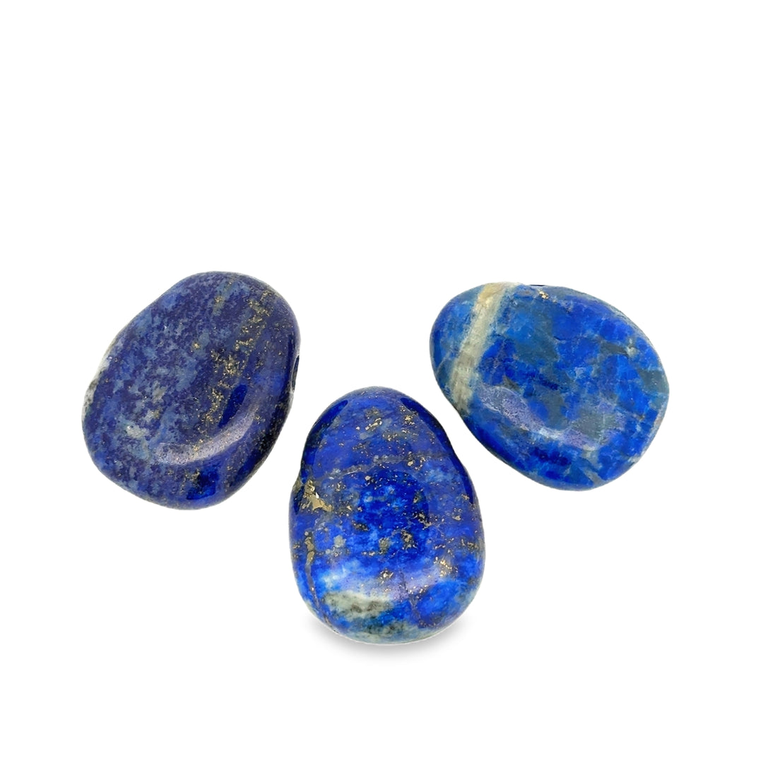 Lapislazuli Trommelstein, seitlich gebohrt