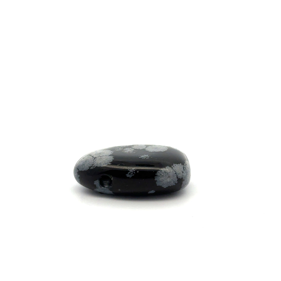 Schneeflocken Obsidian Trommelstein, seitlich gebohrt