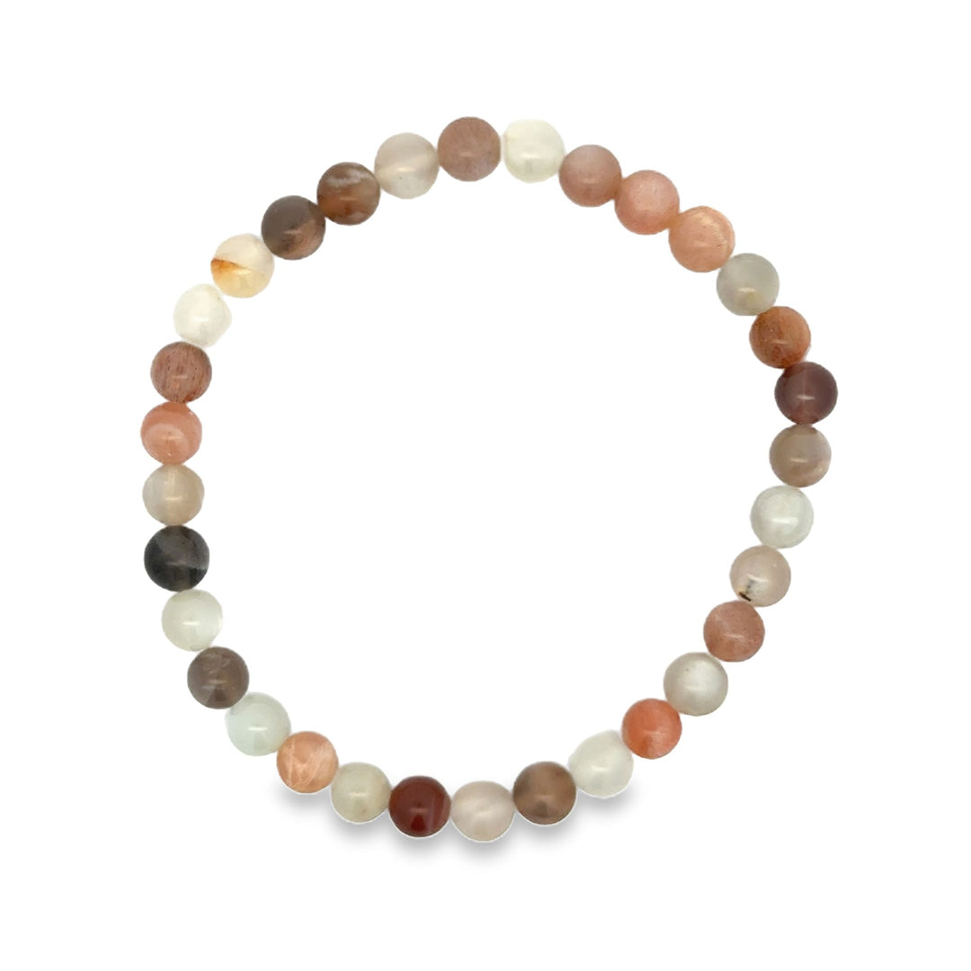 Mondstein mix Kugelarmband 6 mm