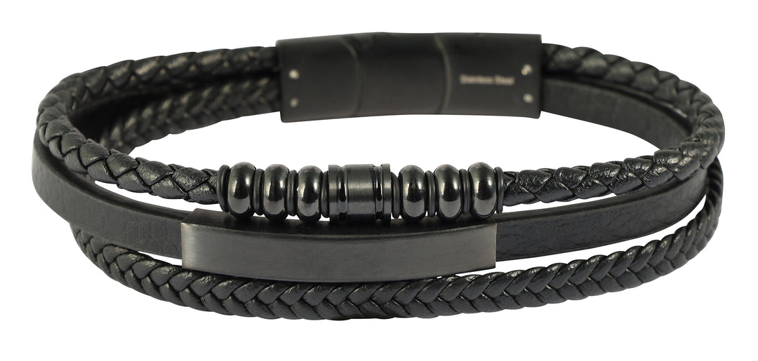 "Daniele" Armband aus Lederimitat mit Edelstahlelementen,  21cm