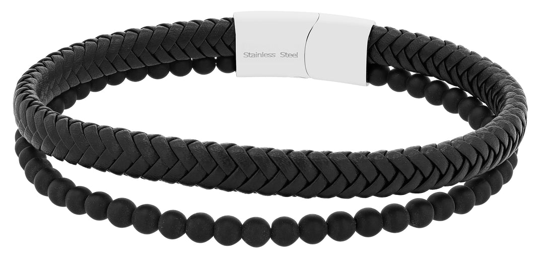 Akzent Echtleder Armband "Ansgar" mit schwarzen ONYX Perlen