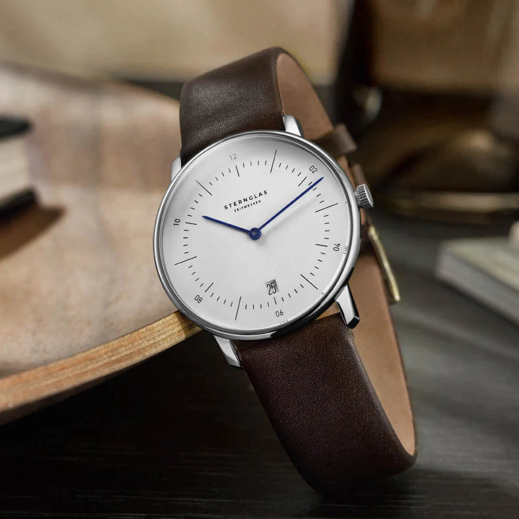 Naos weiss silber / Premium dunkelbraun - 38 mm  Quarz