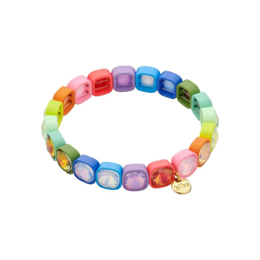 elastisches Armband mit bunten Glassteinen